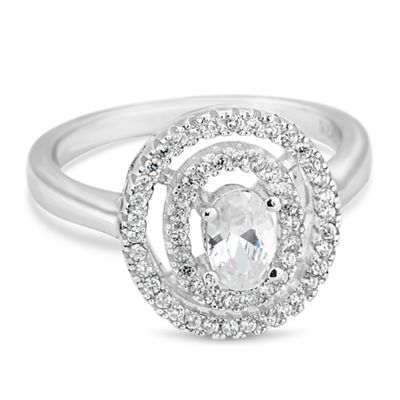 Cubic zirconia double circle ring